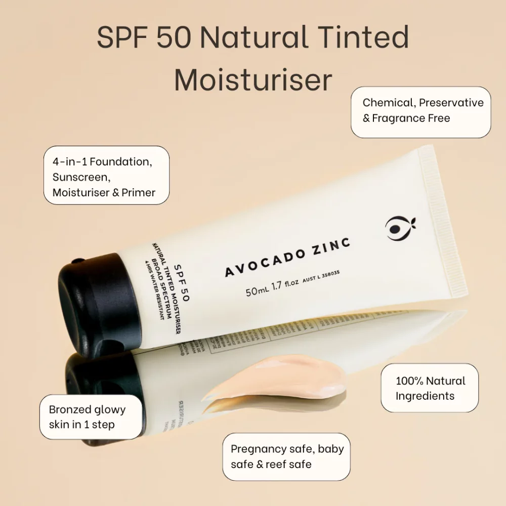 Avocado Zinc Natural Tinted Sunscreen SPF 50 50mL - Image 3